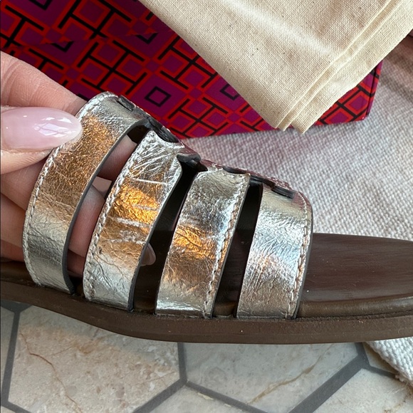 🩶 Tory Burch Ines Cage Slide Silver Wild Mushroom 🍄‍🟫 🩶 - Picture 6 of 12